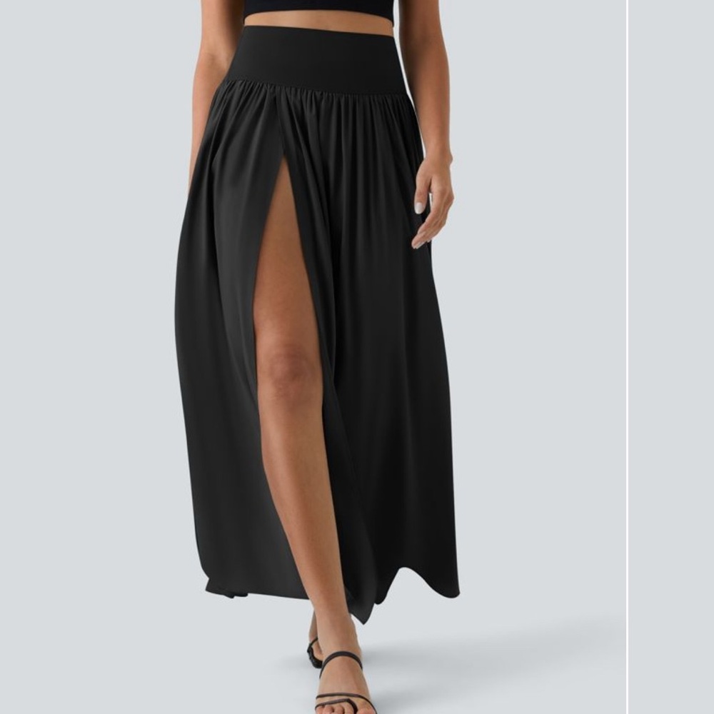HALARA Black Maxi Skirt with Slit
